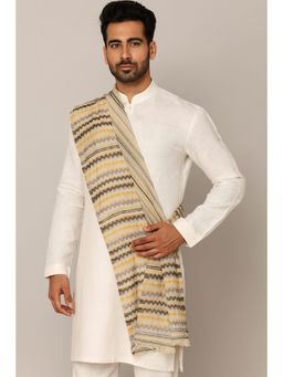 MUFFLY - Zari Twilight Gold Chevron Pattern Reversible Stole for Men