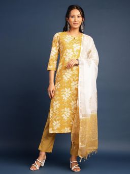 Aravalii - Golden Marigold Suit Set with Kota Dupatta