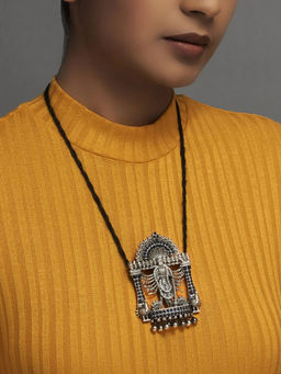 Divas Mantra - For the love of classics Temple Motif Pendant with Blue Spinel Stone and CZ Stone