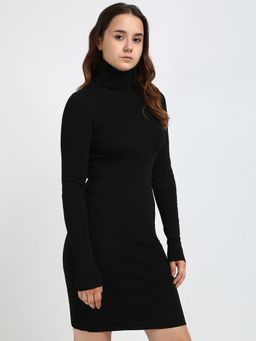 Calvin Klein - Woven Label Tight Sweater Black Color Dress