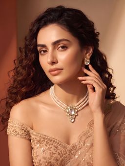 ADIVA - Gold-Plated Kundan Pearl Jewellery Set
