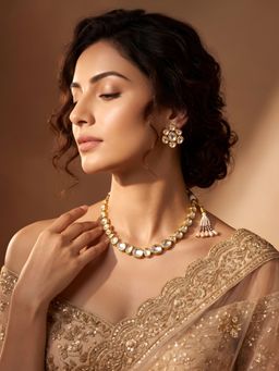 ADIVA - Gold-Plated Kundan Statement Traditional Jewellery Set
