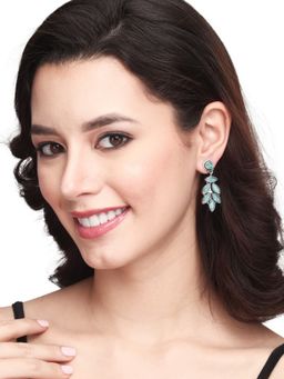 Anvik - Green Oxidized Finish Cascading Stone Drop Earring