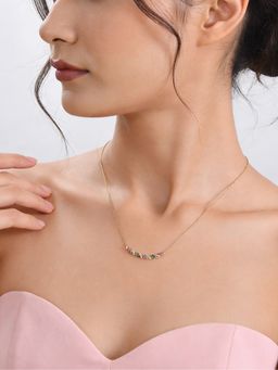 Ornate Jewels - 925 Silver Yellow Gold Multi-Color Stone Prismatic Glow Necklace for Women