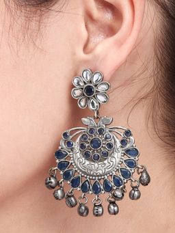 Anvik - Blue Oxidised Finish Chandbali