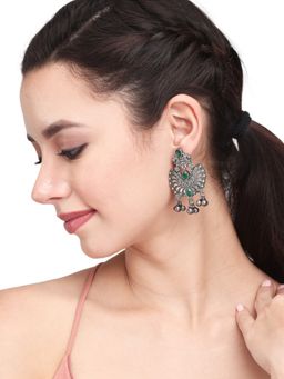 Anvik - Green Oxidised Finish Chandbali