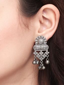 Anvik - Silver Oxidised Drop Earrings