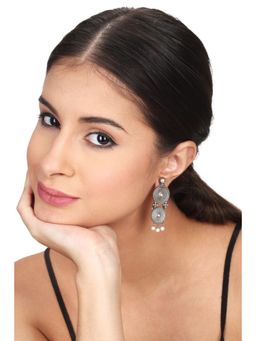 Anvik - White Antique Layered Circle Drop Earrings