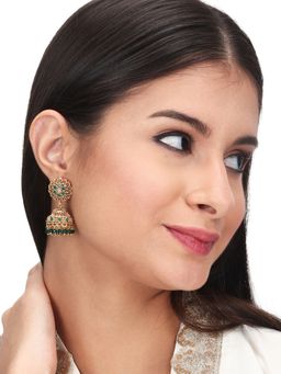 Anvik - Emerald Bloom Filigree Jhumka