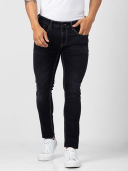 Spykar - Men Carbon Black Cotton Super Slim Fit Tapered Length Jeans (Super Skinny)