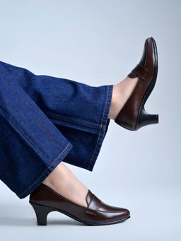 Shoetopia - Elegant Brown Slip-On Heels