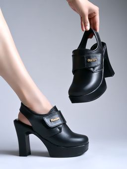 Shoetopia - Women's Black Slingback Heels