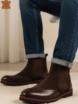 Carlton London - Brown Wingtip Chelsea Boots