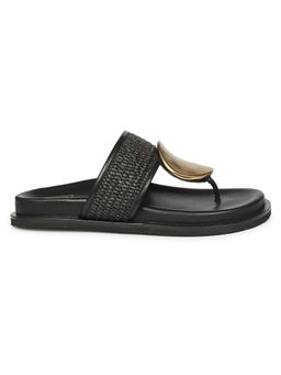 Viviblu - Black Leather Footbed Sandals