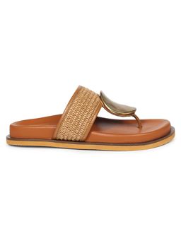 Viviblu - Tan Leather Footbed Sandals