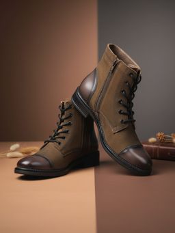 EZOK - Brown Leather Lace Up Boots