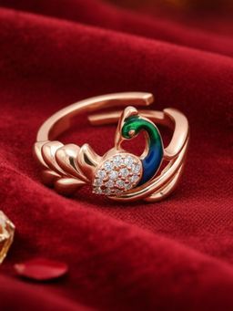 Estele - Mayurika Morbagh White Stone Peacock Ring