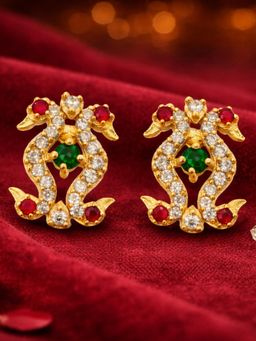 Estele - Mayura - Morbagh Gold CZ Stud Earrings