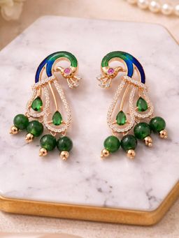 Estele - Mayurika - Morbagh Green CZ Earrings