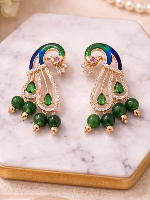 Estele Mayurika - Morbagh Green CZ Earrings