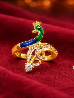 Estele - Gold Peacock White CZ Ring