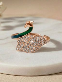 Estele - Rose Gold Peacock White CZ Ring