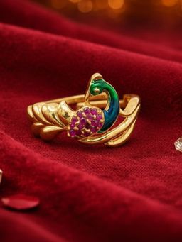 Estele - Gold Peacock Ruby CZ Ring