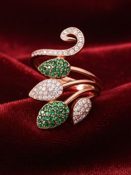Estele - Rose Gold Peacock Green CZ Ring