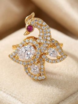 Estele - Gold Peacock White CZ Ring