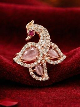 Estele - Rose Gold Peacock Mint Pink CZ Ring