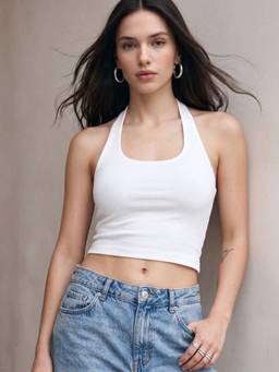 Outzidr - White Halter Neck Tank Street Style Top
