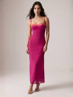 Outzidr - Pink Solid Bodycon Fit Dress