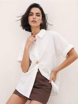 Outzidr - White Short Sleeve Stylized Button Shirt And Shorts