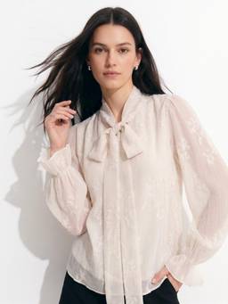 Outzidr - Women Off White Floral Polyester Top
