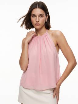 Outzidr - Pink Halter Neck Solid Top