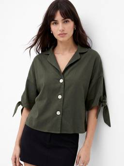 Outzidr - Olive Collared Front Buttoned Shirt