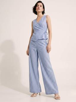 Outzidr - Blue Yarn Dyed Stripes Co-Ords