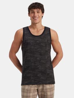 Jockey - AM67 Black Men Cotton Blend Printed Tank Top