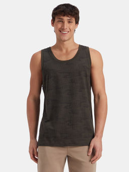 Jockey - AM67 Olive Men Cotton Blend Printed Tank Top