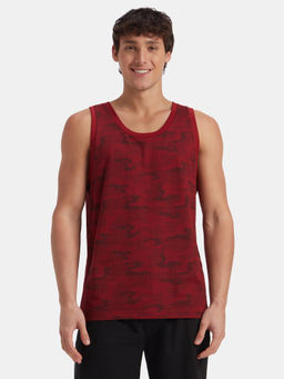 Jockey - AM67 Sundried Tomato Men Cotton Blend Printed Tank Top