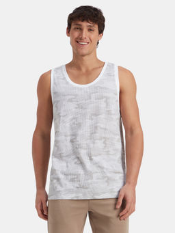 Jockey - AM67 White Men Cotton Blend Printed Tank Top