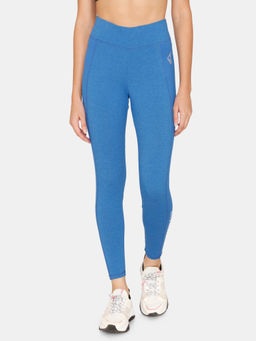 Zivame - Zelocity High Rise Cotton Rich Leggings - Bright Cobalt - Blue