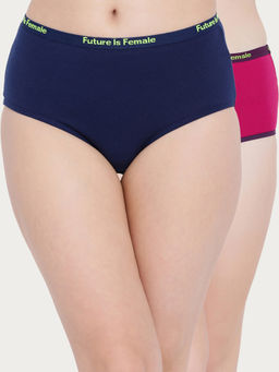 Clovia - Pack of 2 Cotton High Waist Hipster Panty - Multi-Color