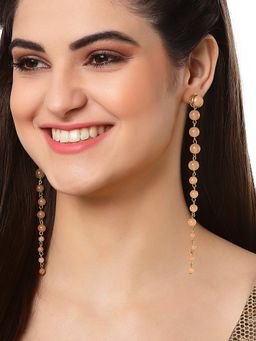 Karatcart - Peach Beads Long Drop Earrings