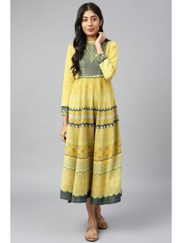 Aurelia - Mustard Jacquard Dress