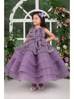 Lagorii - Girls Lavender Satin Embellished Gown