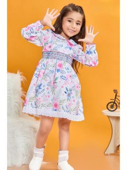 Lagorii - Girls Pink Cotton Blend Printed Dress