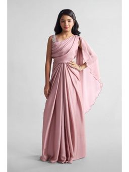 Lagorii - Girls Pink Crepe Embellished Gown