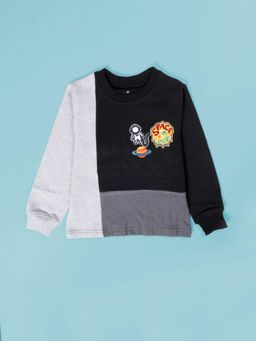 KiddoPanti - Boys Black Fleece Colorblock Sweatshirt