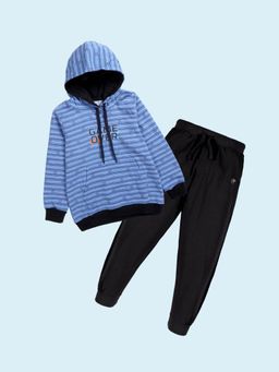 KiddoPanti - Boys Multi-Color Fleece Stripes Hoodie with Joggers